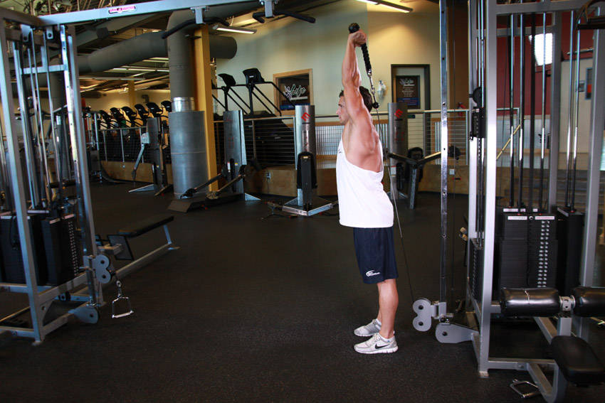 Разгибание на трицепс из-за головы на блоке с канатной рукоятью